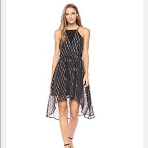 GUESS Black & Gold Foil High-Low Dress Size 0